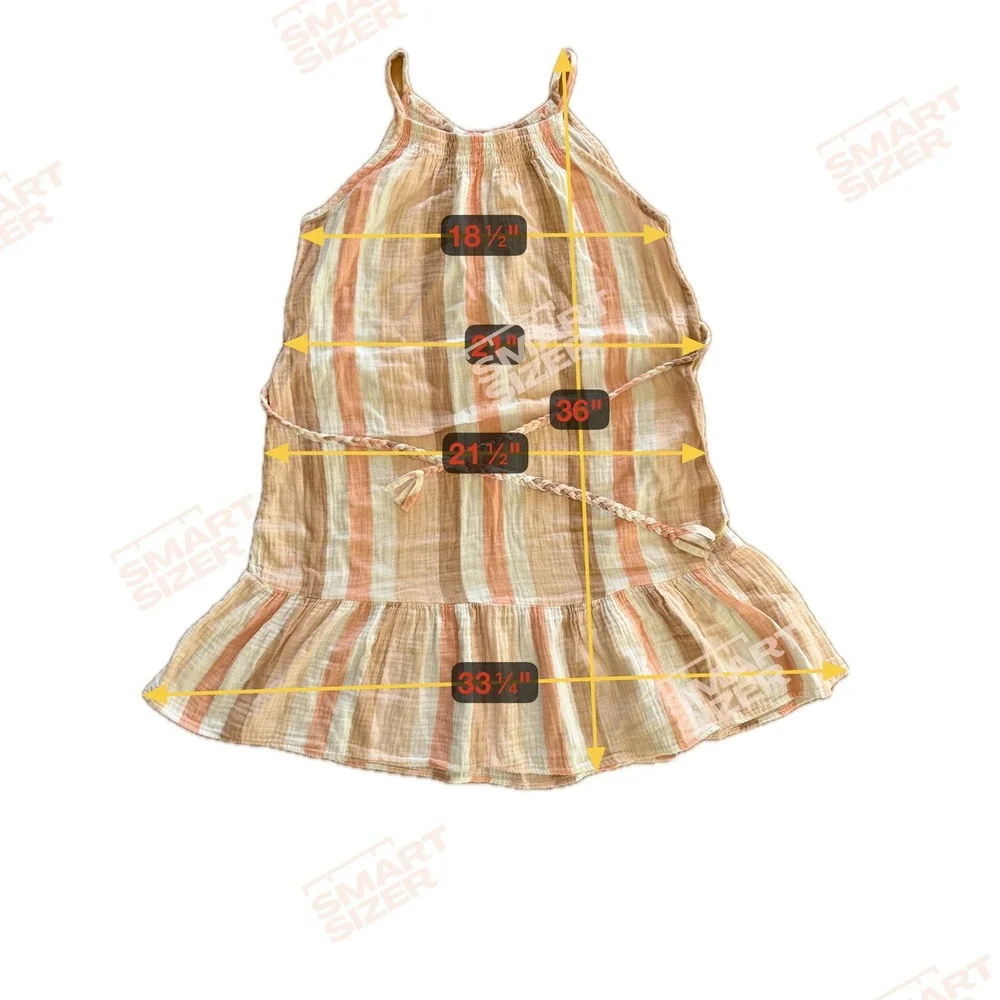Indigo Rose Striped Gauze Halter Dress Belted‎ Tiered Ruffle Midi Women's L